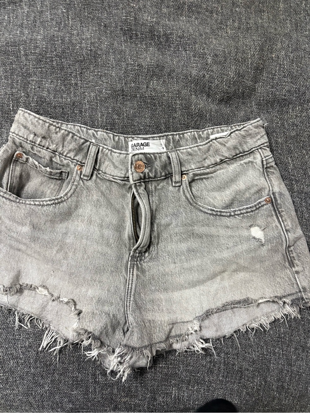 Garage festival shorts Women's Gray Distressed Frayed Hem Shorts